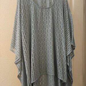 Areve by anthropologie Boho Lightweight sage green Assymetrical cutouts L poncho